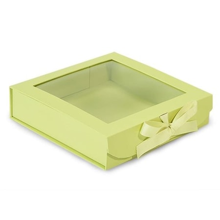 Nashville Wraps Pistachio Folding Box with Window and Ribbon Closures, 8x8x2in, 18PK FBB8PS