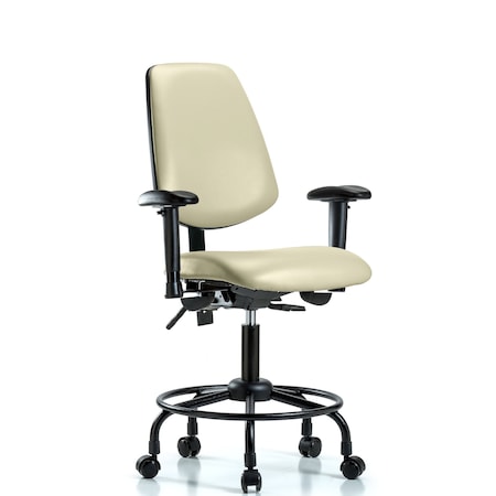 Blue Ridge Ergonomics Desk Chair Adjustable Arms, 21" to 26" Height, Vinyl, Adobe White BR-VDHCH-MB-RT-T0-A1-RC-8501