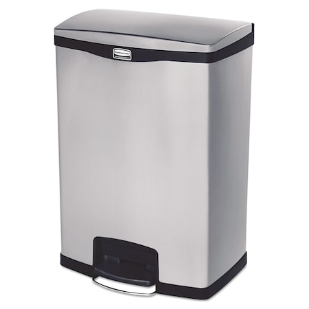 Rubbermaid Commercial Slim Jim Stainless Steel Step-On Container, Front Step, 24 gal, Blk 1901999