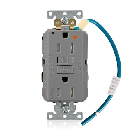 Leviton SmartlockPro GFCI 15A IG TR/PI Gray GFTR1-IGG