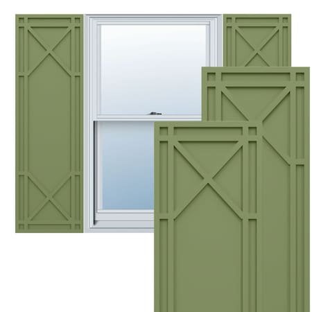 Ekena Millwork True Fit PVC Bungalow Fixed Mount Shutters, Moss Green, 18W x 61H, PR TFP001BG18X061MG