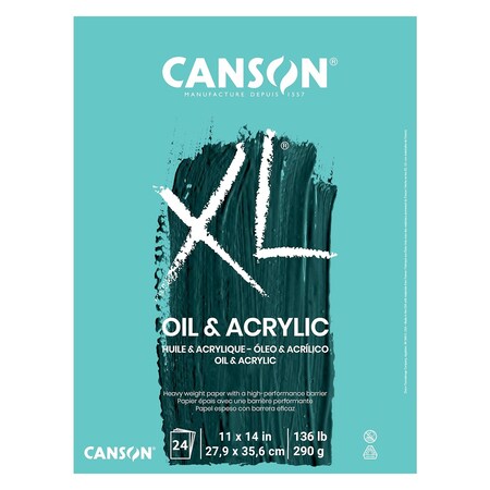 Canson XL Series Oil & Acrylic Pad, Foldover Binding, 24 Sheet, 11x14 inch C400026878