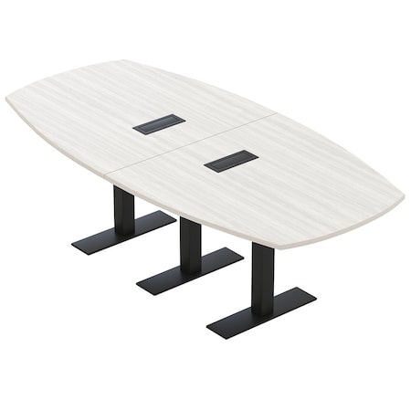 Skutchi Designs Arc Boat Conference Table With Power, 48 in W, 96 in L HAR-ABOT-48X96-T.BK-WA7976-EBLK