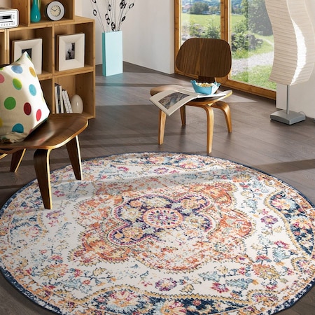 World Rug Gallery Traditional Medallion Area Rug 8 ft Round Multi MON836MULTI8RND