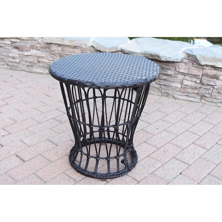Jeco Papasan Espresso Resin Wicker Side Table OF-ST006