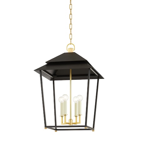Hudson Valley Lighting Natick 4 Light Lantern 18 In. Aged Brass/Black 5127-AGB/SBK
