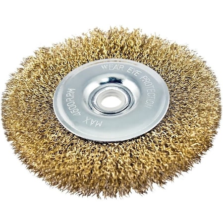Vulcan Wire Wheel Brush with Hole, 4 in Dia, 5/8 in Arbor Hole, 1/2 in Adapter Ring Arbor/Shank 322631OR