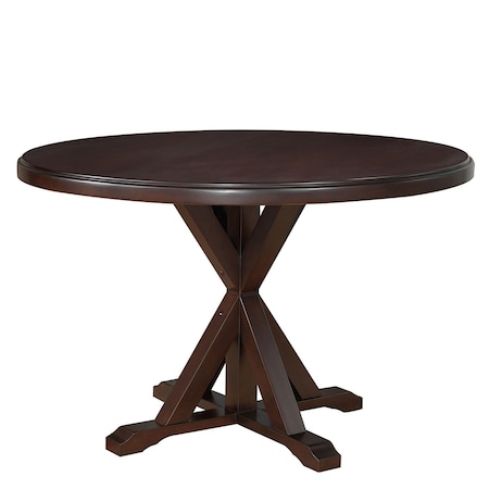 Homeroots 48" Espresso Rounded Solid Manufactured Wood Pedestal Base Dining Table 517760