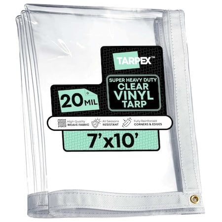 Tarpex Ultra Heavy Duty Tarp, 7 ft x 10 ft, 20 Mil, Clear, PVC CVT20-TA-710