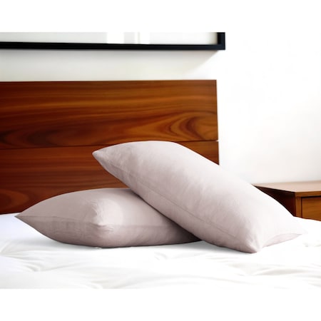 Homeroots Set of Two Light Pink Linen Pillowcases 520688