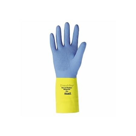 Alphatec 87-224 Neoprene Gloves, Cotton Flock Lined, Size 10, Yellow/Blue, 12PK 012-87-224-10