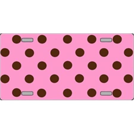 Powerhouse Polka Dots- Chocolate Brown on Pink Flat Automotive License Plates Blanks for Customizing PO2653168