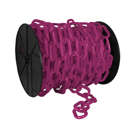 Mr. Chain 3" x 60' Magenta Plastic Safety Chain - Reel 80118