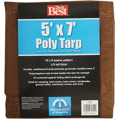 Do It Best 1 Side Green/1 Side Brown Woven 5 Ft. x 7 Ft. Medium Duty Poly Tarp 709362