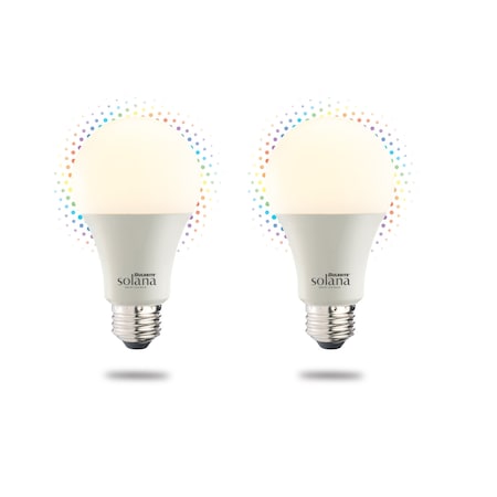 Bulbrite 9w, 60w Equivalent A19 Smart LED WIFI Bulb Med Base E26 Light 6500K Multi-Color Selectable CCT, 2PK 861800
