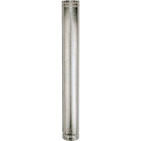 Ameri-Vent Type B Gas Vent Pipe, 4 in OD, 5 ft L, Galvanized Steel 4E5