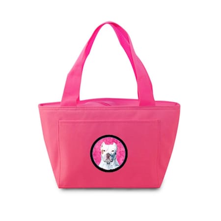 Carolines Treasures 15 x 7 in. Pit Bull Zippered Insulated School Washable and Stylish Lunch Bag Cooler- Pink SC9130PK-8808