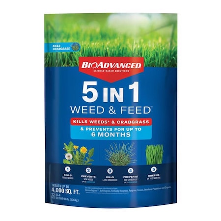 Bioadvanced BioAdvanced 5-In-1 Granules Weed & Feed Lawn Fertilizer For All Grasses 4000 sq ft 704860Z