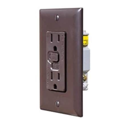 Rv Designer S805 AC Dual GFCI Outlet with Cover Plate Brown R6R-S805