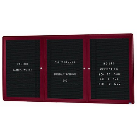 Aarco Radius Design Enclosed Directory, Frame is Graphite, Board is Black Felt, 36''Hx72''W 2 Door Unit RAD3672BB