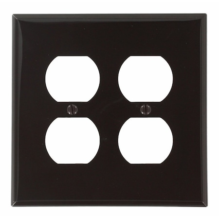 Leviton Receptacle Wallplate, Midway Size, Gang 2, Brown PJ82