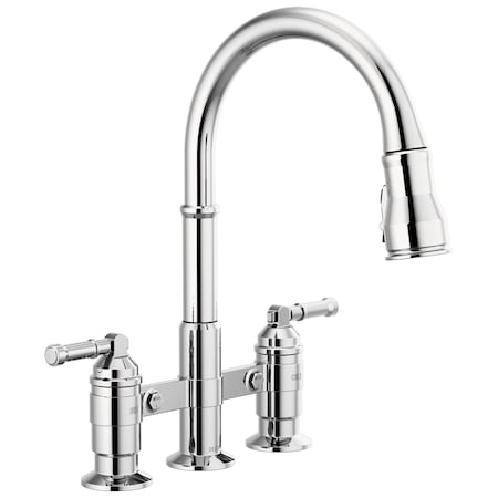 Delta Two Handle Pull-Down Bridge Kitchen Faucet 2390L-DST