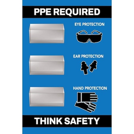 Visual Workplace PPE Shadow Board, Blue, 24 in H 30-1910-3624-P10803
