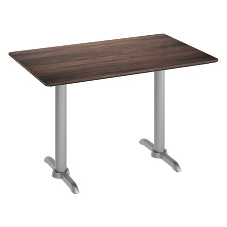 Flash Furniture Acadia 48 in x 30 in Indoor Outdoor Tabletop, Dark Brown, TopGuard HPL, Double 5 in x 22 in ST-REC3048-WBR-T0522S-GG