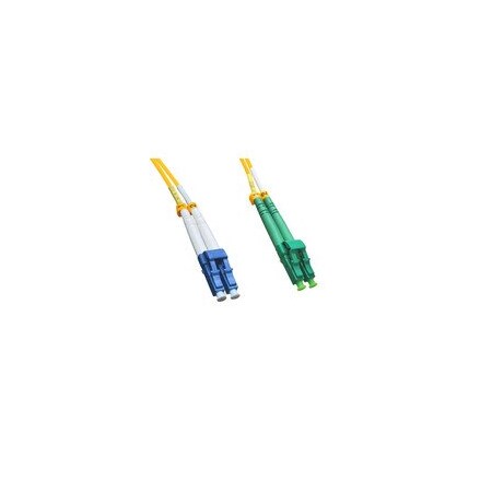 Cable Wholesale LC/UPC to LC/APC OS2 Duplex 2.0mm Fiber Optic Patch Cord, OFNR, Singlemode 9/125, Yellow LCLC-01602