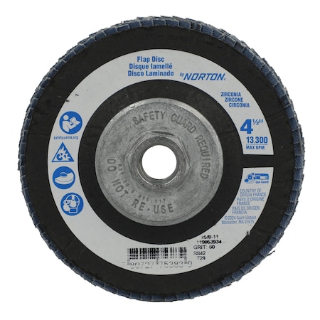 Zoro Select Fiber Disc, 4 1/2 in Dia, 5/8in Arbor 78072775383