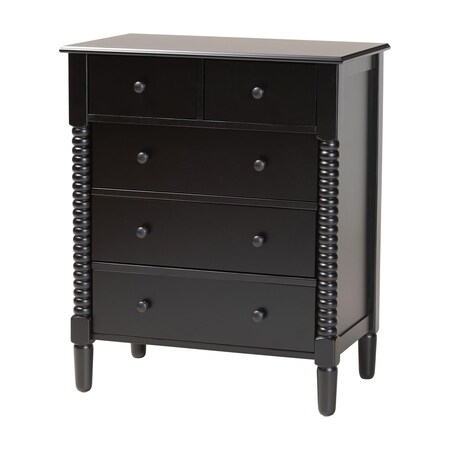 Baxton Studio Braith Farmhouse Black Spindle Wood 5-Drawer Chest 258-14246-ZORO