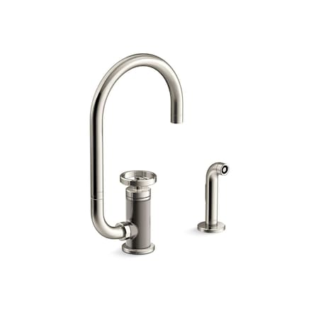 Kohler Billet Single-handle bar sink faucet with two-function extended-reach spout and side sprayer 28675-9-SN