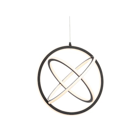 Jonathan Y Orbit 16.5" Adjustable Integrated LED Metal Pendant, Black JYL7211A