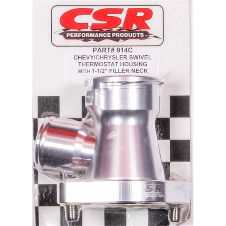 Csr Performance Products 914C 360 deg Swivel Thermostat Housing with Filler Neck - Chevy V8 - 11-2 Hose - Clear CSI914C