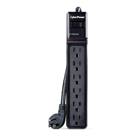 Cyberpower OutletStrip, Black, 9-23/32in, 6Outlets B604BK