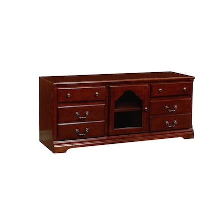 Homeroots 58in Brown Solid and Manufactured Wood Enclosed and Open Storage TV Stand 347481