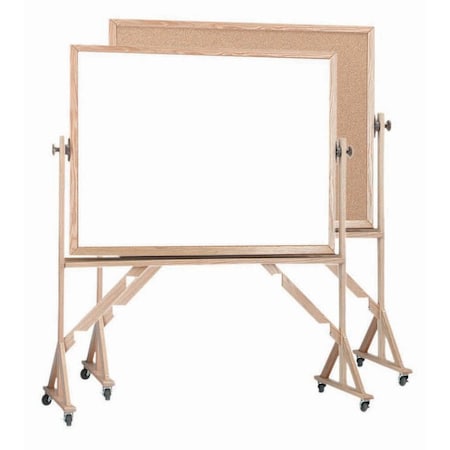Aarco Reversible Freestanding Combination Board w/ a Red Oak Frame, Board Size 36''HX48''W WRBC3648