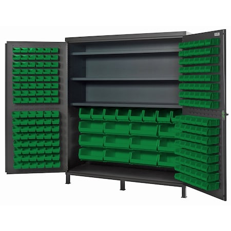 Quantum Storage Systems JUMBO GRAY STORAGE CABINET W/212 GREEN BINS QSC-72SGN