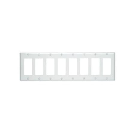 Leviton Decora Wallplate, Standard Size, Gang 8, White 80408-W