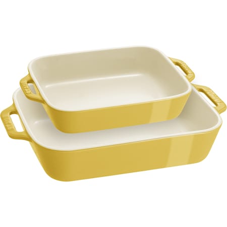 Staub Ceramic Rectangular Baking Dish Set, Casserole Dish, 2-Piece, Citron 1029556