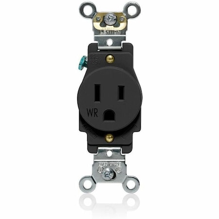 Leviton Single Receptacle, 15A, Black, 125V W5261-E