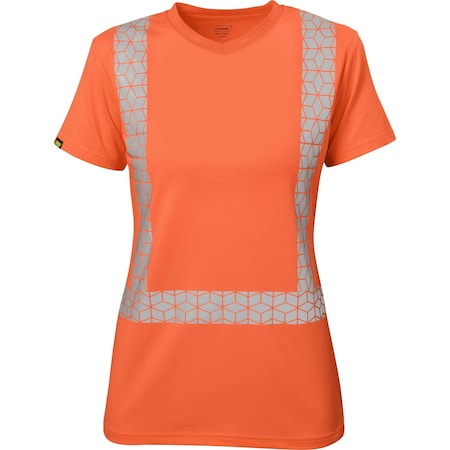 Ironwear Elastex Women's Class 2 Hi Vis Short Sleeve T-Shirt with GeoFlect Tape, Orange, Medium 7102-O-MD