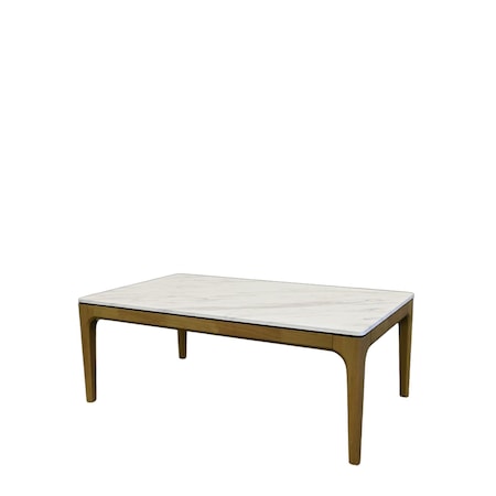 Homeroots 47" White and Natural Faux Marble and Solid Wood Coffee Table 716255
