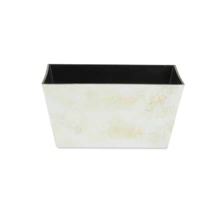Homeroots 8in Cream Recycled Plastic Indoor Outdoor Rectangular Planter Box 488286