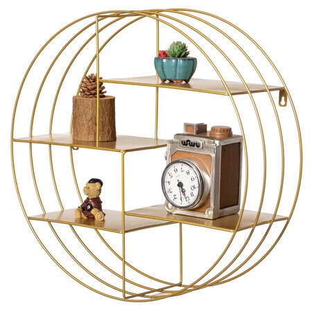 Vintiquewise 4-Tier Floating Circular Silhouette Wall Shelf - Metal Wall-Mounted Display Shelf, QI004691.GD