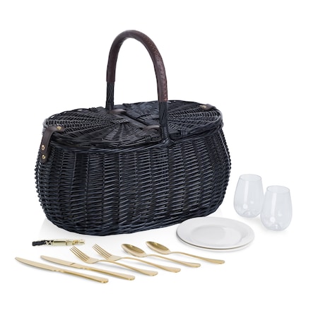 Picnic Time Family Of Brands Evening Picnic Basket with Service for Two, Black 130-20-179-000-0