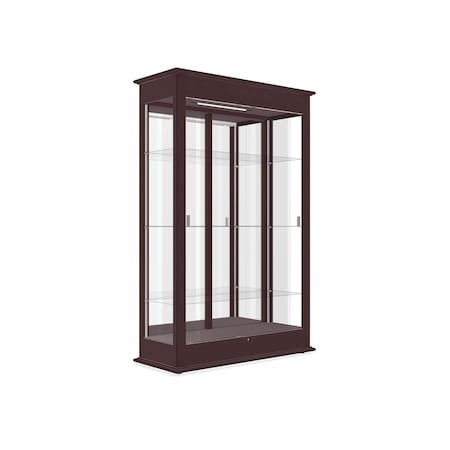 Ghent Varsity Wood Display Case, Lighted, Urban Walnut Oak, Mirror Back, 77''H x 48''W x 18''D 691K-MB-U