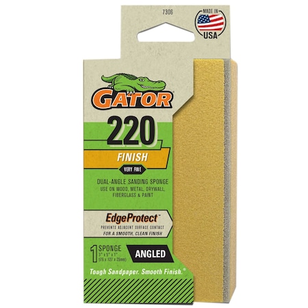 Gator Finishing EdgeProtect Dual-Angle Sanding Sponge, 220 Grit, Very Fine 7306