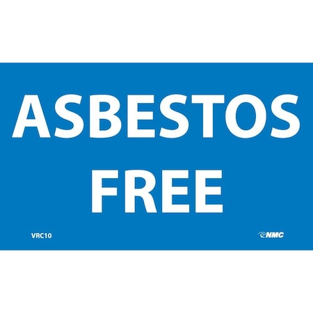Nmc Labels, Asbestos Free, 3x5, Ps Vinyl, 50 VRC10