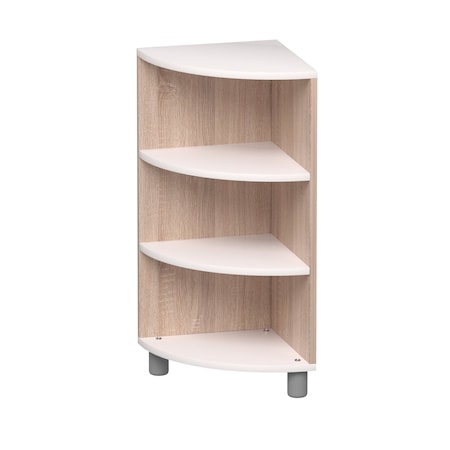 Beleduc By Playwell Genova 14.2inx14.2in Mid 3-Layer Corner Unit, Modular White/Oak HPL, Space-Saving, 32.6inH, 3+ 846057